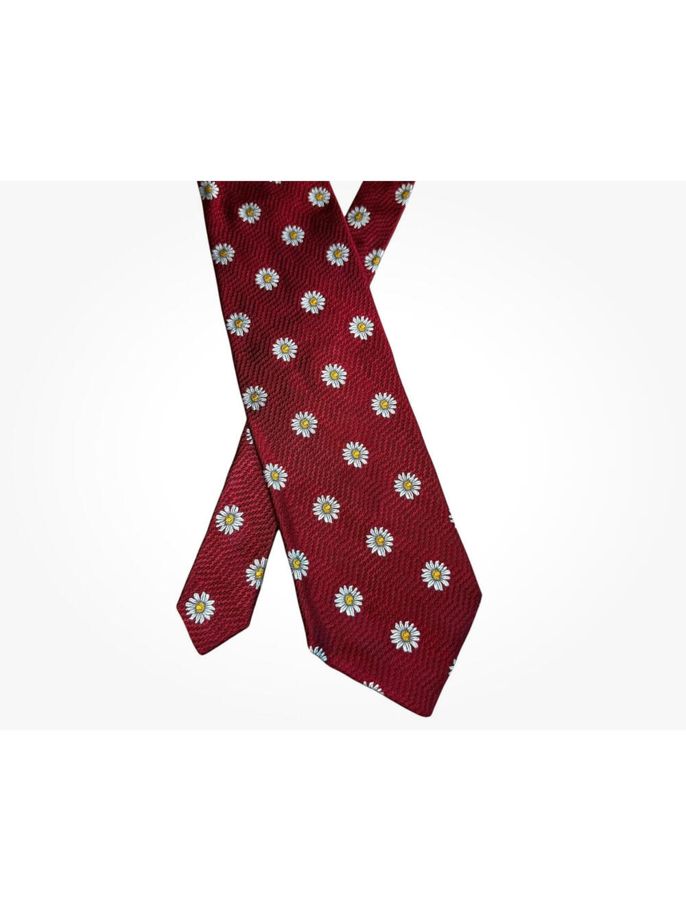 Zanzara Red Silk Tie with White Daisy Pattern